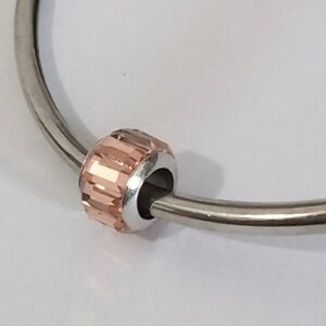 Silver Peach Crystals Charm for Pandora Style Bracelet